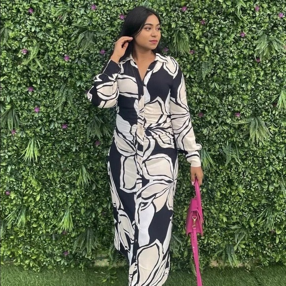 Zara Dresses & Skirts - ZARA BLOGGER FAVORITE FLORAL PRINT SHIRT DRESS ECRU / BLACK 2298/085